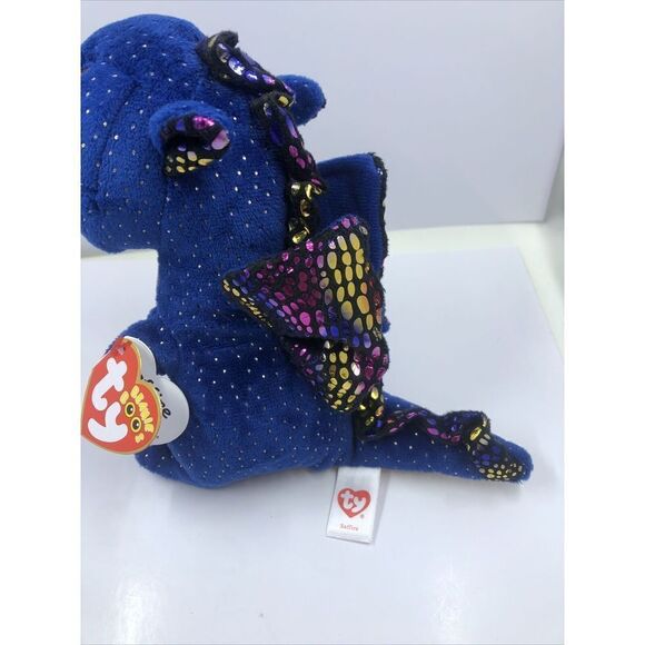 NEW Ty Beanie Boos 6 INCH Saffire BLUE SPECKLED DRAGON SMALL Plush Animal Toy - Picture 7 of 14